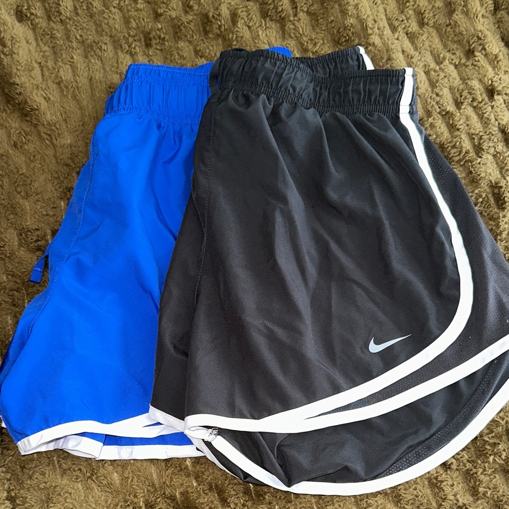 Nike Black and Royal Blue Women's Athletic Shorts Duo